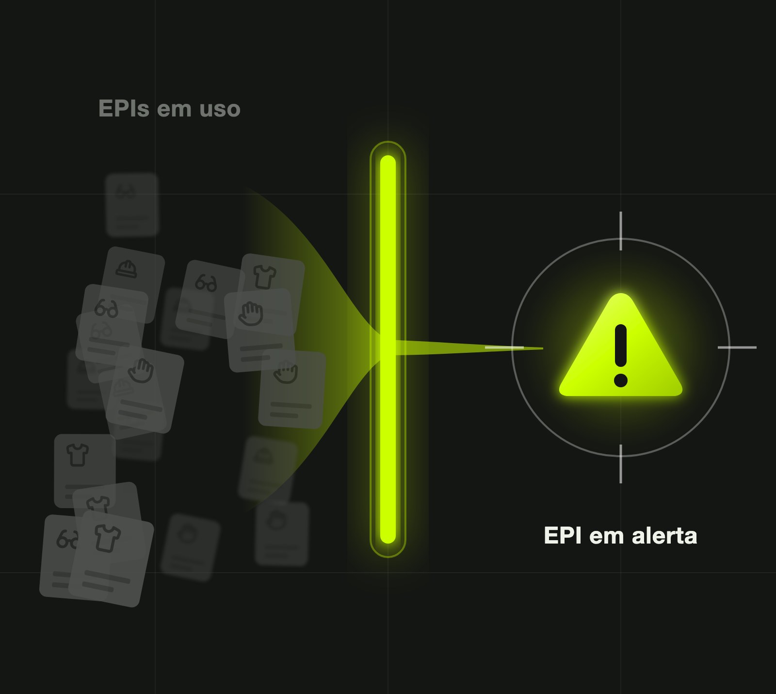 EPIs em uso filtrados até o EPI em alerta